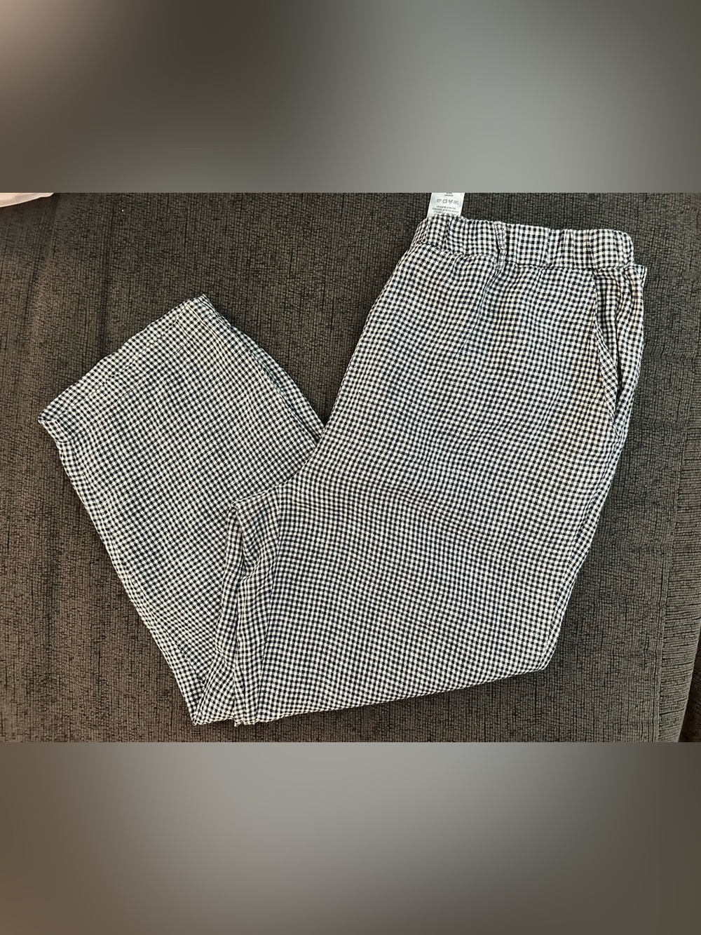 Quince 100% European Linen Gingham Pants Black White XL